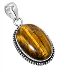 MEDALLON DE PLATA SOLIDA 925   CON PIEDRA NATURAL OJO DE TIGRE 