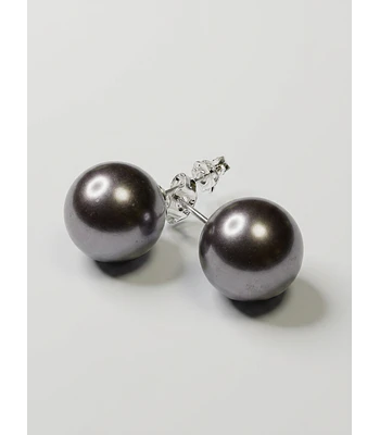 AROS DE PERLAS DE MALLORCA DE 12 MM GRIS  ENRGARZADAS  EN PLATA 925  
