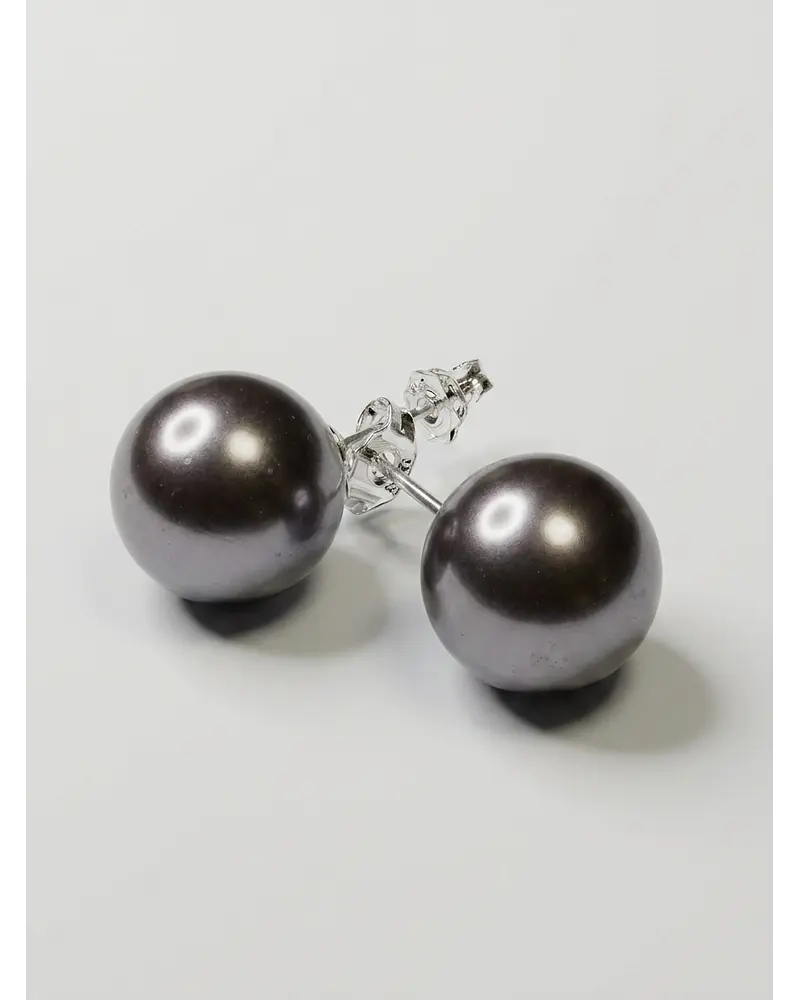 AROS DE PERLAS DE MALLORCA DE 12 MM GRIS  ENRGARZADAS  EN PLATA 925  