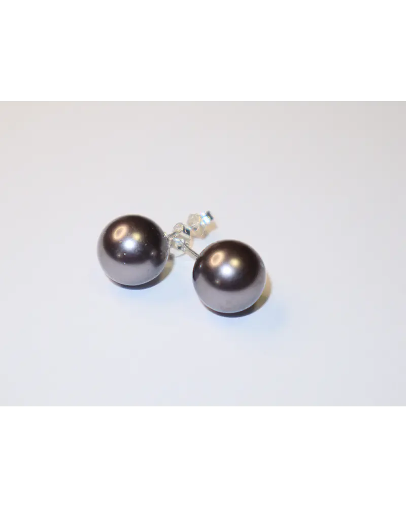 AROS DE PERLAS DE MALLORCA DE 12 MM GRIS  ENRGARZADAS  EN PLATA 925  