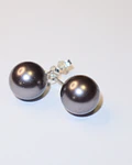 AROS DE PERLAS DE MALLORCA DE 12 MM GRIS  ENRGARZADAS  EN PLATA 925  