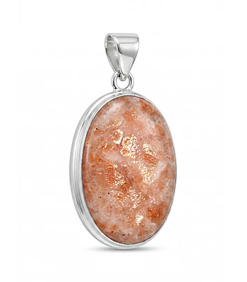 MEDALLON DE PLATA SOLIDA CON PIEDRA NATURAL SUN STONE  ( PIEDRA DEL SOL )
