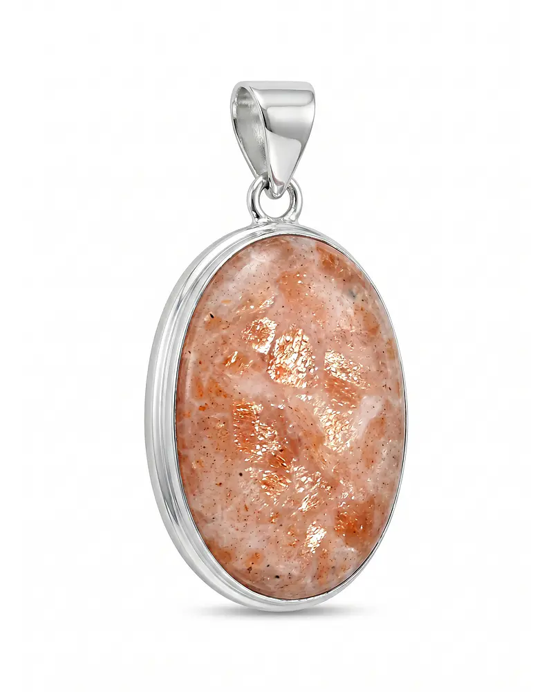 MEDALLON DE PLATA SOLIDA CON PIEDRA NATURAL SUN STONE  ( PIEDRA DEL SOL )