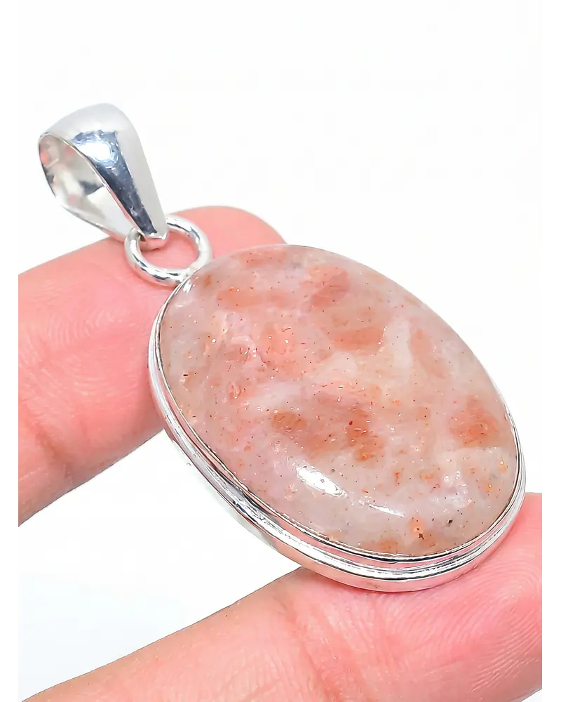 MEDALLON DE PLATA SOLIDA CON PIEDRA NATURAL SUN STONE  ( PIEDRA DEL SOL )