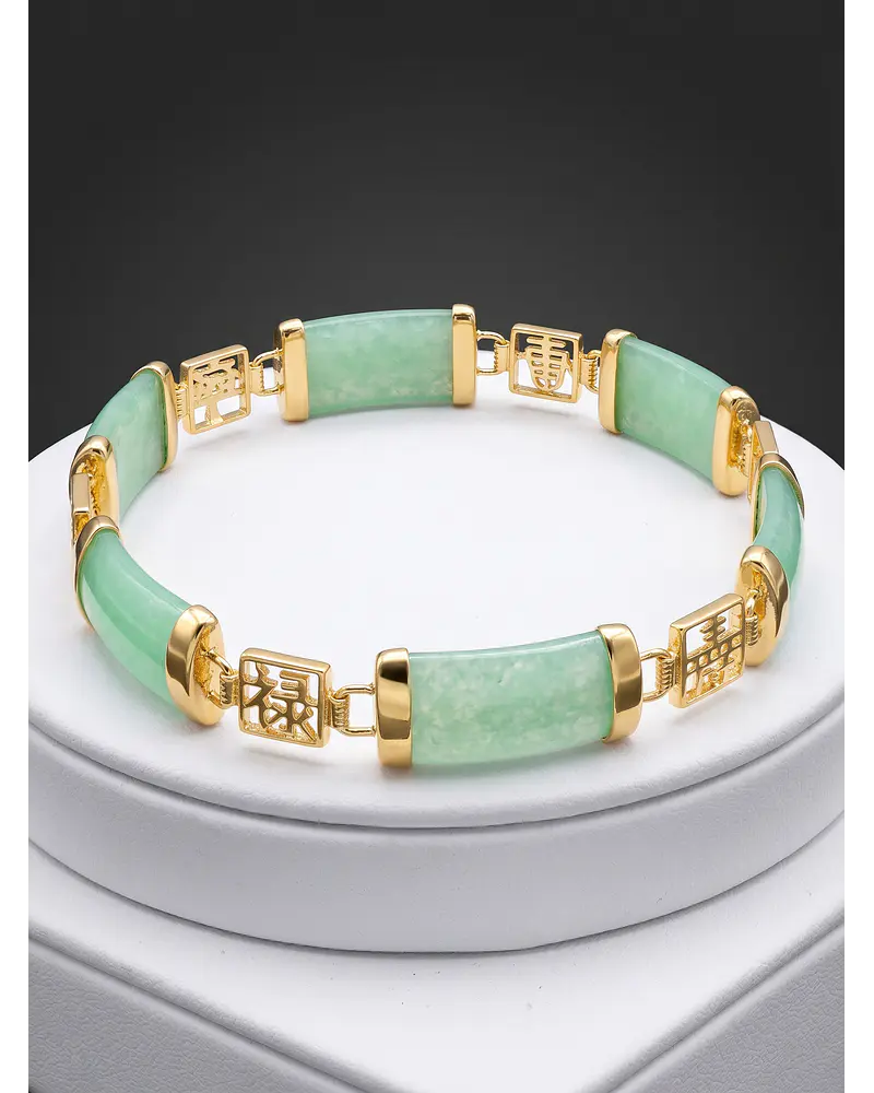 PULSERA DE JADE ENGARZADO EN  ORO  RELLENO  GF  