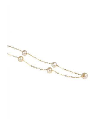 COLLAR FINO DE ORO 18K CON PERLAS CULTIVADAS DE 5 MM 