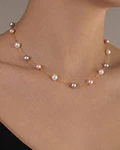 COLLAR FINO DE ORO 18K CON PERLAS CULTIVADAS DE 5 MM 