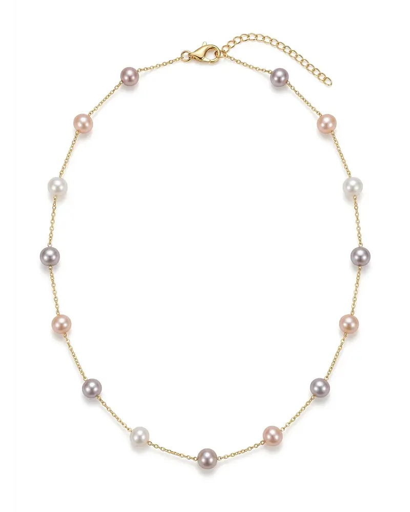 COLLAR FINO DE ORO 18K CON PERLAS CULTIVADAS DE 5 MM 