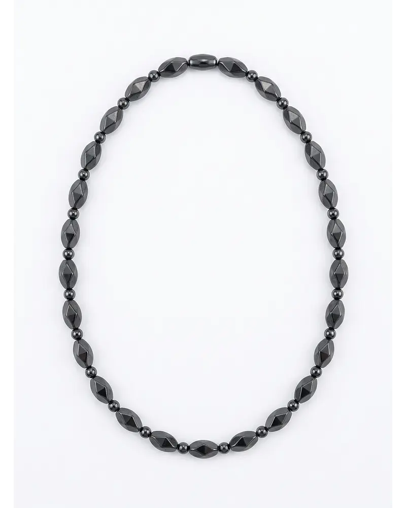 COLLAR  DE SHUNGITA Y HEMATITA   45 CM  