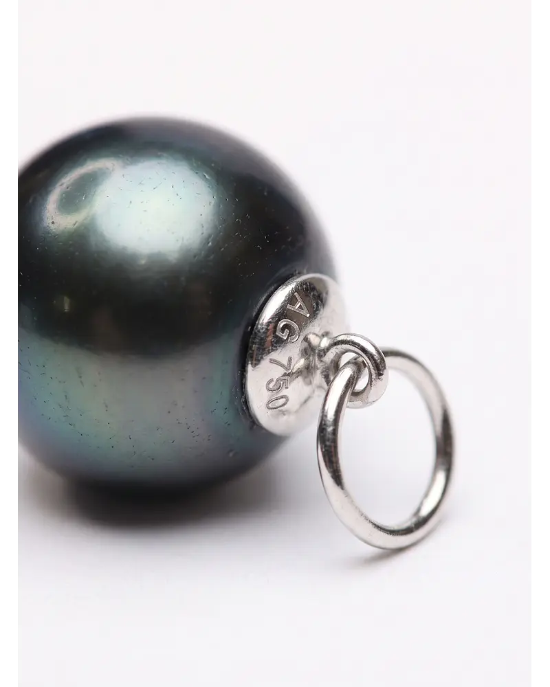 PERLA CULTIVADA DE TAHITE ENGARCE DE ORO BLANCO 18 K   9 MM 