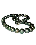 COLLAR DE PERLAS  TORNASOL  DE LOS MARES DEL SUR 12 MM REDONDAS   BROCHE ORO 14 K 
