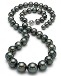 COLLAR DE PERLAS  TORNASOL  DE LOS MARES DEL SUR 12 MM REDONDAS   BROCHE ORO 14 K 
