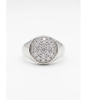 ANILLO DE ORO BLANCO SOLIDO 18 K  CON PIEDRAS  BLANCAS N° 16  ANILLERO NACIONAL