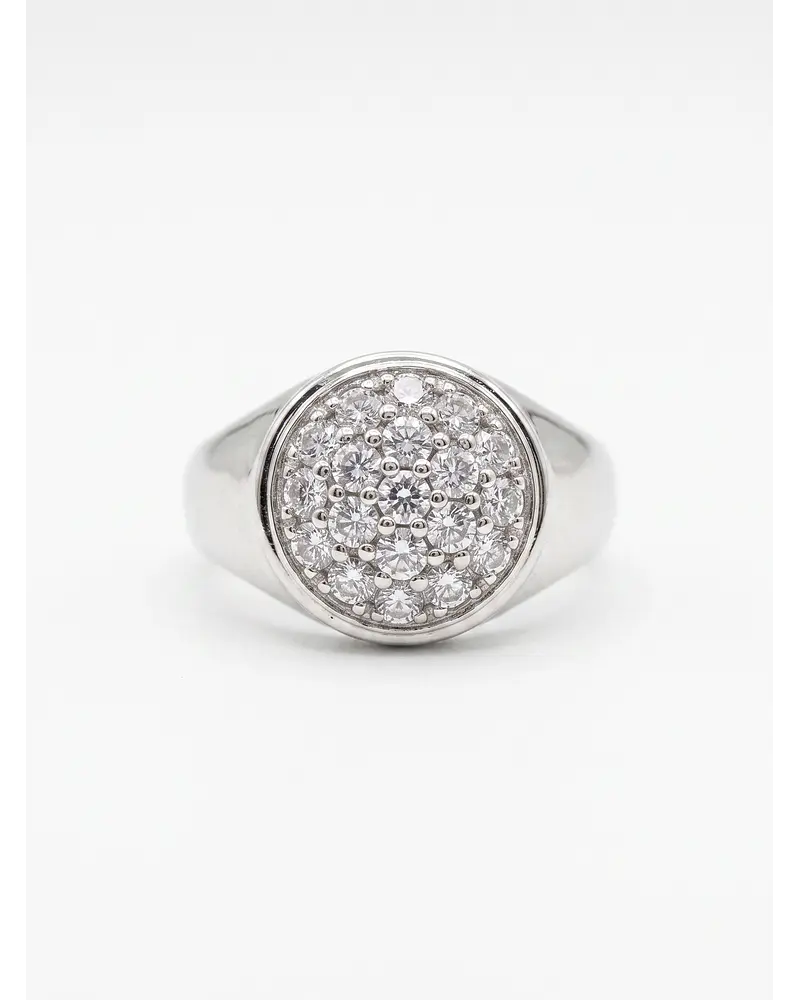 ANILLO DE ORO BLANCO SOLIDO 18 K  CON PIEDRAS  BLANCAS N° 16  ANILLERO NACIONAL