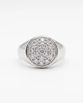ANILLO DE ORO BLANCO SOLIDO 18 K  CON PIEDRAS  BLANCAS N° 16  ANILLERO NACIONAL