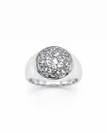 ANILLO DE ORO BLANCO SOLIDO 18 K  CON PIEDRAS  BLANCAS N° 16  ANILLERO NACIONAL