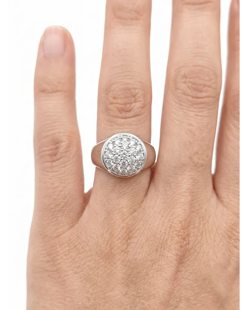 ANILLO DE ORO BLANCO SOLIDO 18 K  CON PIEDRAS  BLANCAS N° 16  ANILLERO NACIONAL