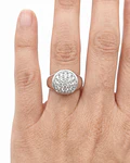 ANILLO DE ORO BLANCO SOLIDO 18 K  CON PIEDRAS  BLANCAS N° 16  ANILLERO NACIONAL