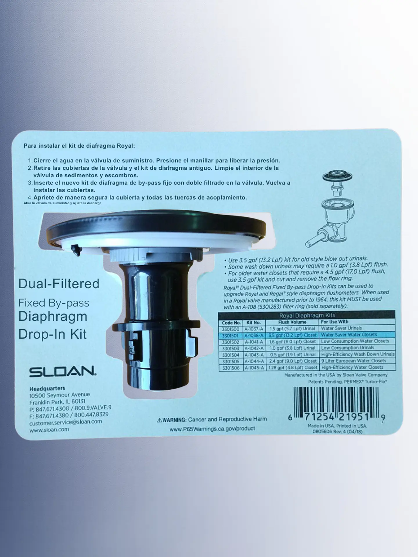 Kit Reparación Diafragma A-1038-A 1