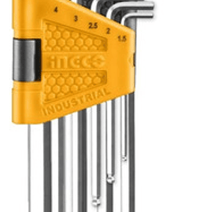 Set De 9 Llaves Allen Ingco Color Plateado