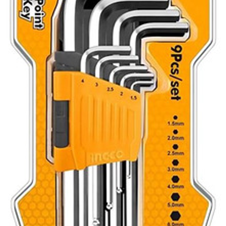Set De 9 Llaves Allen Ingco Color Plateado 3