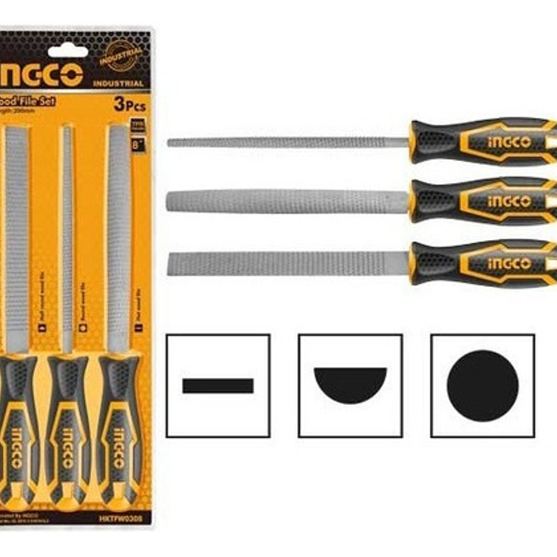 Juego Limas Escofinas Para Madera 8 Pulgadas 3 Piezas Ingco 1