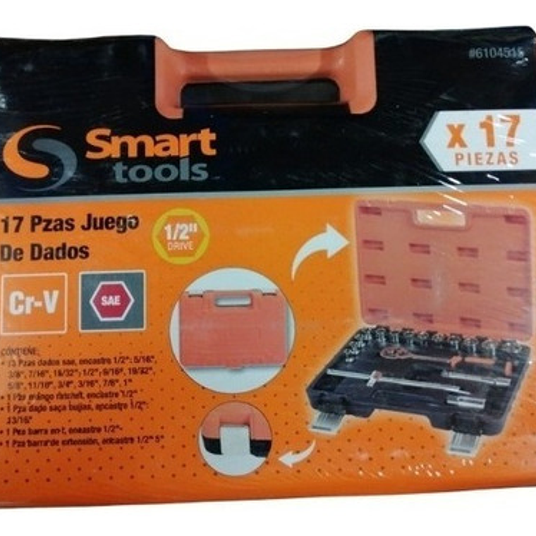 Juego De Dados 1/2`` De 5/16`` A 1`` 17 Pza (6104515), Smart 1