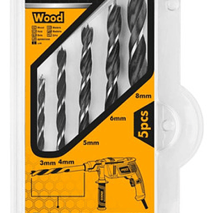 Set 5 Brocas Para Madera (3, 4, 5, 6, 8mm)