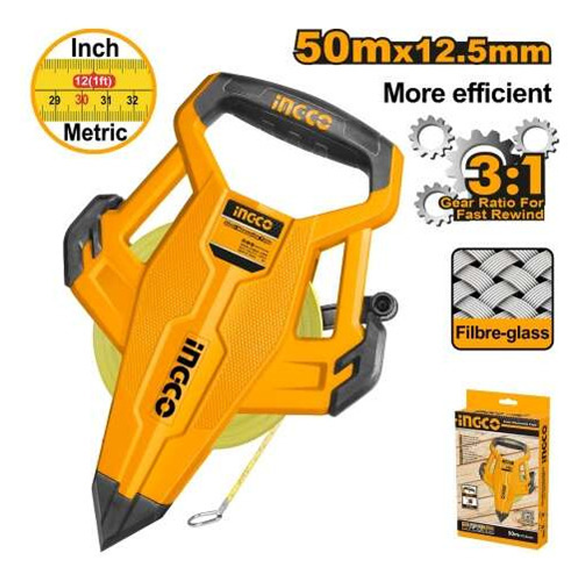 Cinta Metrica Ingco Fv Con Mango 12,5mmx50m Hfmt8350 2