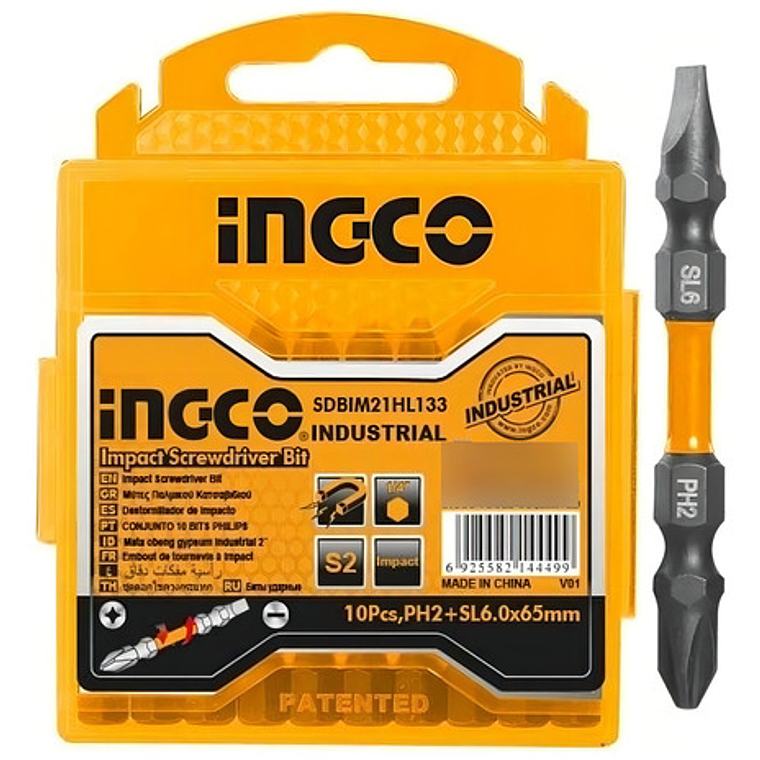 Set Puntas Phillips Y Paleta Doble Impacto 10 Piezas Ingco 1