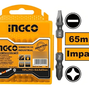 Set Puntas Phillips Y Paleta Doble Impacto 10 Piezas Ingco