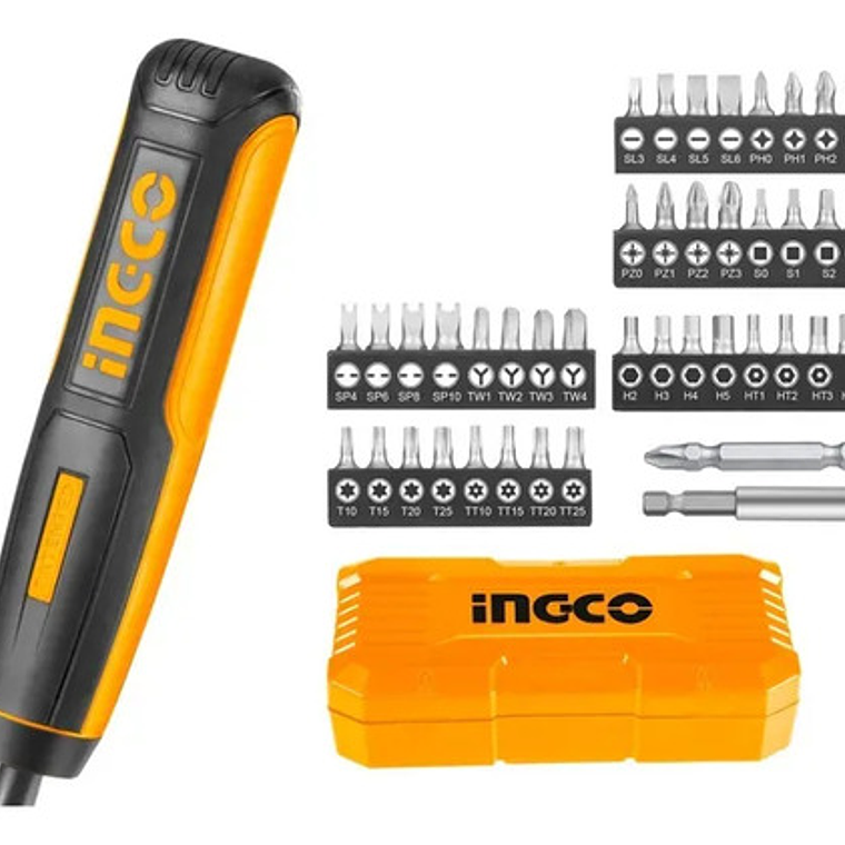 Atornillador 1/4  Ingco + Set De Puntas 40 Pcs 4v 1