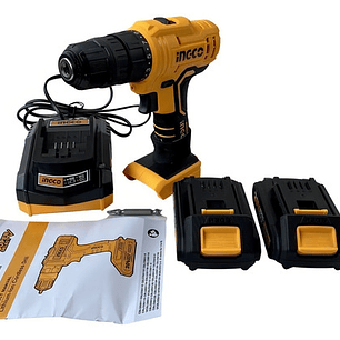 Taladro Inalámbrico 20v + 2 Baterias + Maleta - Ingco Color Naranja Frecuencia 50 Hz/60 Hz