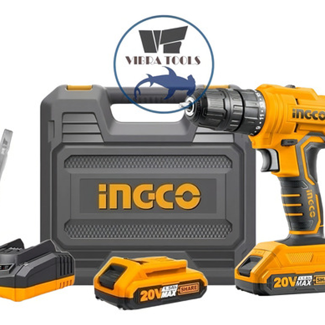Taladro Inalámbrico 20v + 2 Baterias + Maleta - Ingco Color Naranja Frecuencia 50 Hz/60 Hz 3