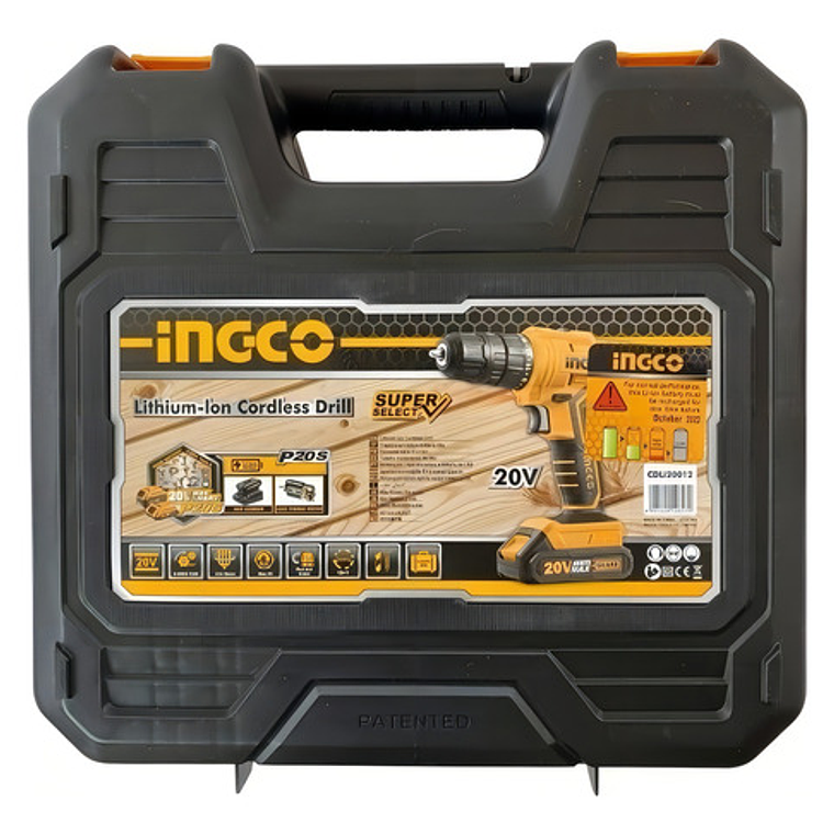 Taladro Inalámbrico 20v + 2 Baterias + Maleta - Ingco Color Naranja Frecuencia 50 Hz/60 Hz 5