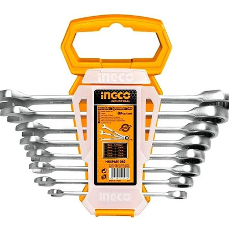 Set Juego Llaves Punta De Corona Con Chicharra 8 Pcs Ingco 1