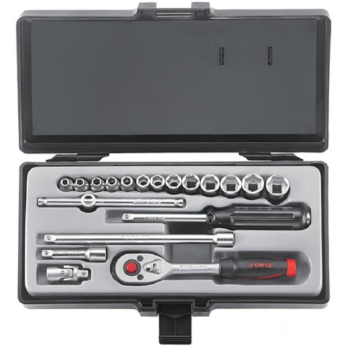 Juego De Dados 1/4 4 14 Mm De 19 Pzas. Force 2203-5 Gris 1