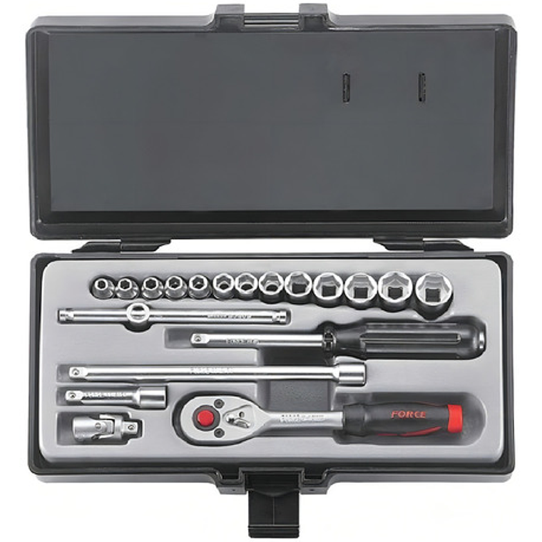 Juego De Dados 1/4 4 14 Mm De 19 Pzas. Force 2203-5 Gris 1