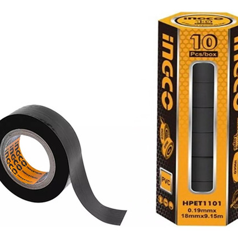 Huincha Cinta Aisladora Pvc 18mm X 9.15mts 10und Hpet1101 Color Negro 1