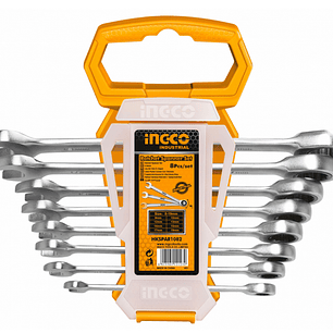 LLAVE PUNTA Y CORONA C/ CHICHARRA INDUSTRIAL 8 PIEZAS 8-19 MM INGCO