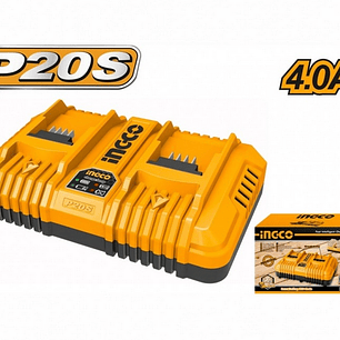 CARGADOR DE BATERIA DOBLE RAPIDO INDUSTRIAL P20S 2AH/4AH/5AH 20V INGCO