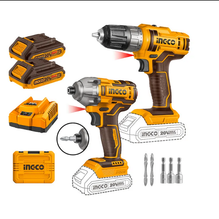 COMBO DE HERRAMIENTAS INALAMBRICAS 2 PLAZAS INGCO 1