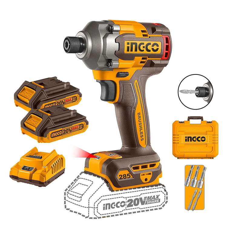 Atornillador Impacto Bl Ingco +2 Bat 2ah Y Carg 1/4