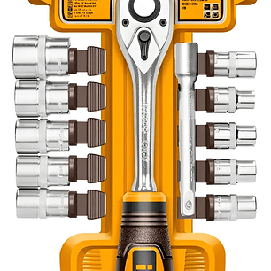 JUEGO DE LLAVES DE CARRACA Y VASOS 