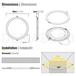 PANEL LED 24W REDONDO 30CM BLANCO