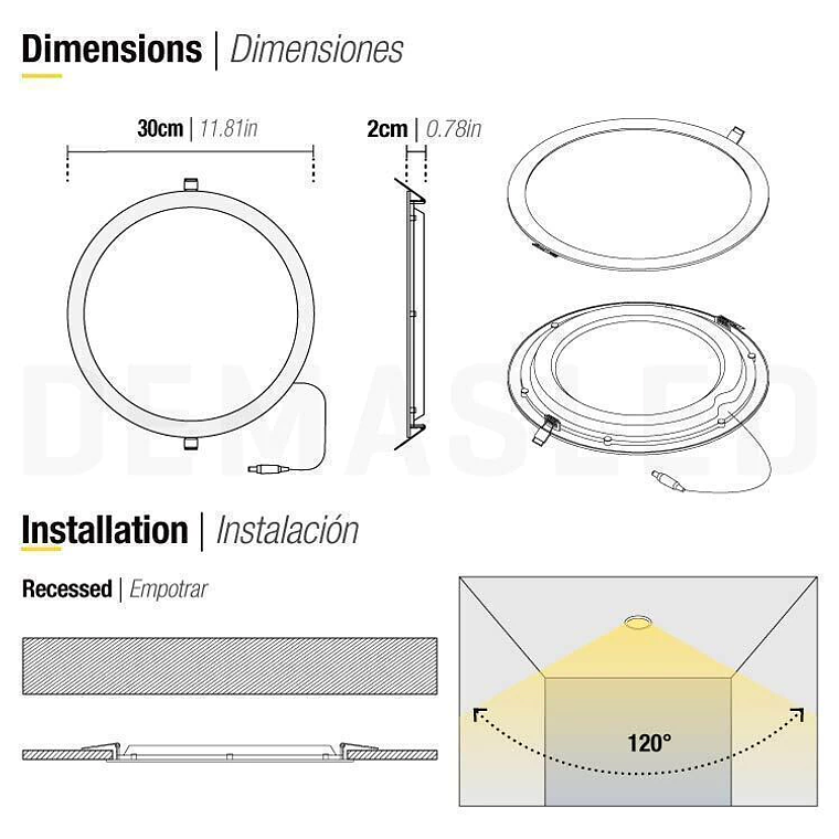 PANEL LED 24W REDONDO 30CM BLANCO 2