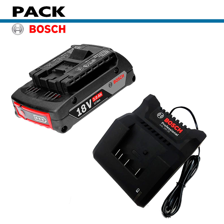 Pack Bateria 2 Amp 18 V Mod: Gba18V + Cargador Bateria 18V 2 Amp Mod: Gal18-20 1