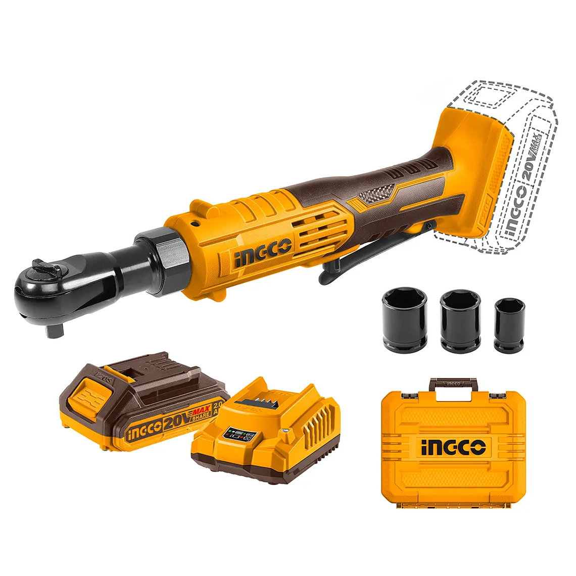 Llave Chicharra Ingco +bat 2ah Y Carg 3/8