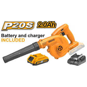 SOPLADOR ASPIRADOR INALAMB.20V C/BAT.Y CARGADOR (CABLI200181) INGCO