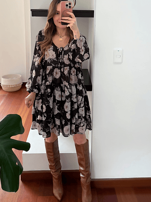 Vestido Floral Negro